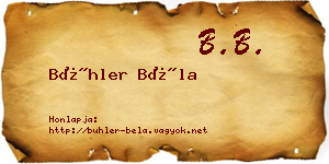 Bühler Béla névjegykártya